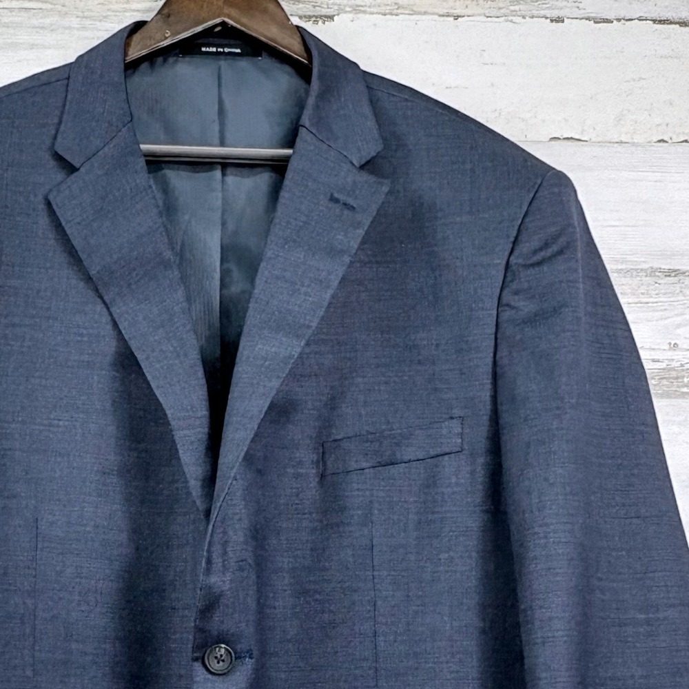 Awearness Kenneth Cole Suit Jacket Mens 52 Regular Blue Wool Blazer Corpcore